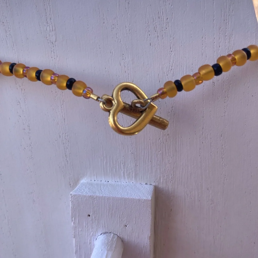 Elephant Bead Necklace Animal Print 17” long toggle closure